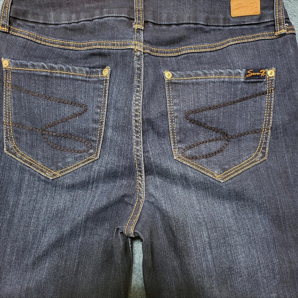 Seven7 Tummyless High Rise Skinny Women's 6 Blue Jeans Dark Wash Pants Stretch - Picture 2 of 9